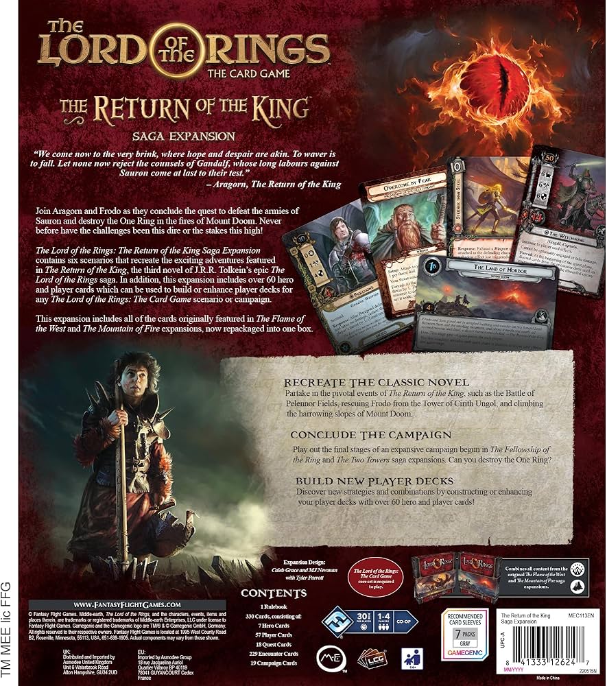 Fantasy Flight Games The Lord of The Rings The Card Game The Return of The King SAGA Expansion - Cooperative Adventure Game, Strategy Game, Ages 14+, 1-4 Players, 30-90 Min Playtime, Made