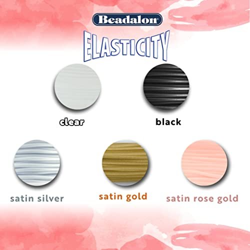 Beadalon Elasticity Stretch Cord, 0.5 mm / .020 in, Satin Silver, 5 m / 16.4 ft