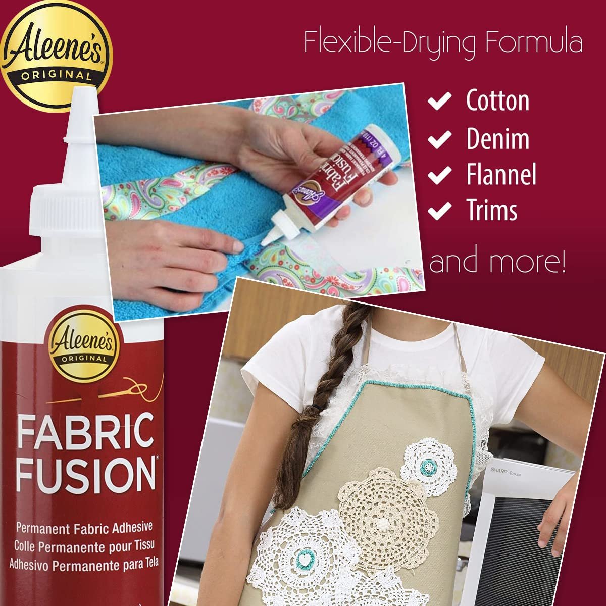 Fabric Fusion Fabric Glue Permanent Clear Washable 2oz for Patches, Rug Glue, Clothing Glue, No Sew Fabric Glue with Pixiss Art Dotting Stylus Pens 5 pcs Set