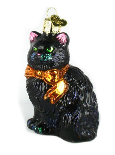 Old World Christmas Halloween Kitty Glass Blown Ornament for Christmas Tree