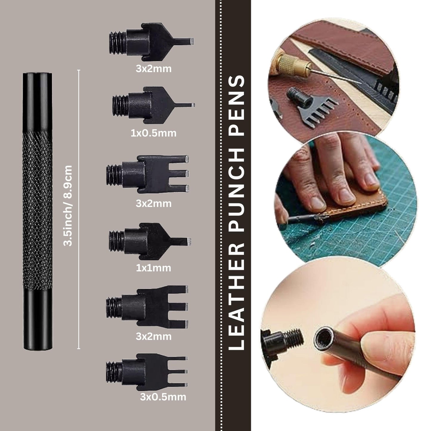 Leather Working Tools Set by Pixiss - Small Hammer and Leather Stamping Tools (39 pcs) - Leather Hole Punch for Belts with 39 Various Leather Cutting Dies for Leather Working Tools and Supplies