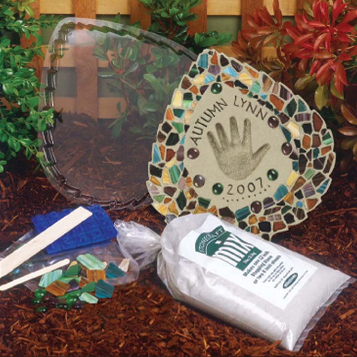 Midwest Products Co. Milestones Decorative Mosaic Leaf Stepping Stone Kit for Flower Beds, Gardens, and Walkways - 901-11455