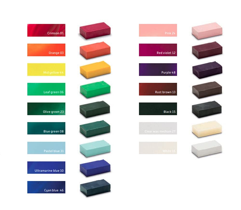 Encaustic Art The Original - BASIC SELECTION Set of 16 -Encaustic Wax Block Colors Set -Non-Toxic, Beeswax For Encaustic Art Supplies -Handcrafted in Germany