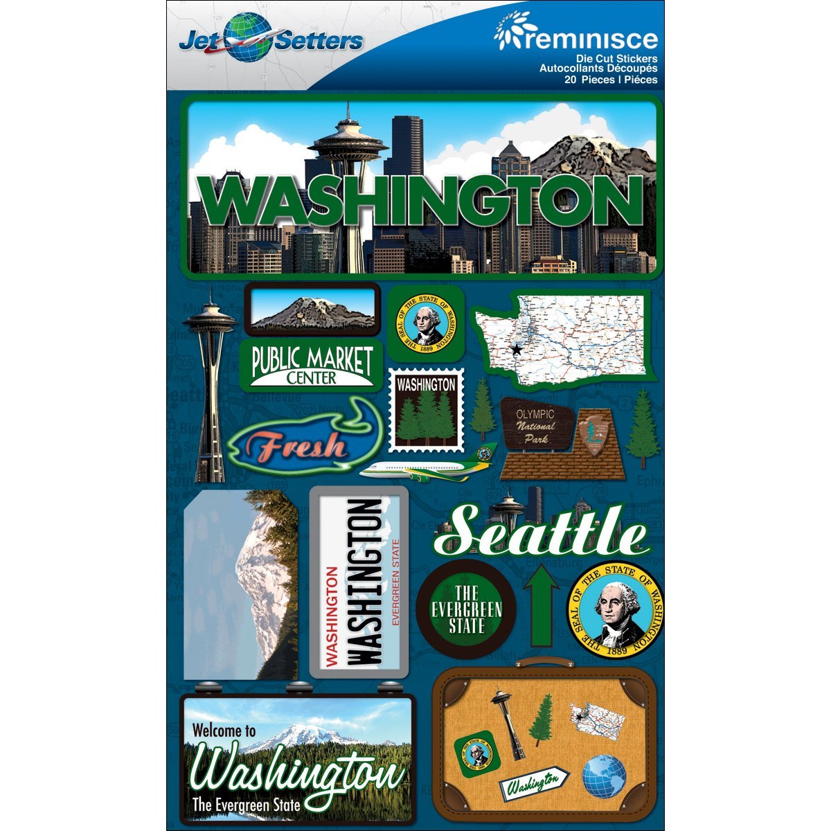 Reminisce JST-046 Jet Setters 2 3-Dimensional Sticker, Washington
