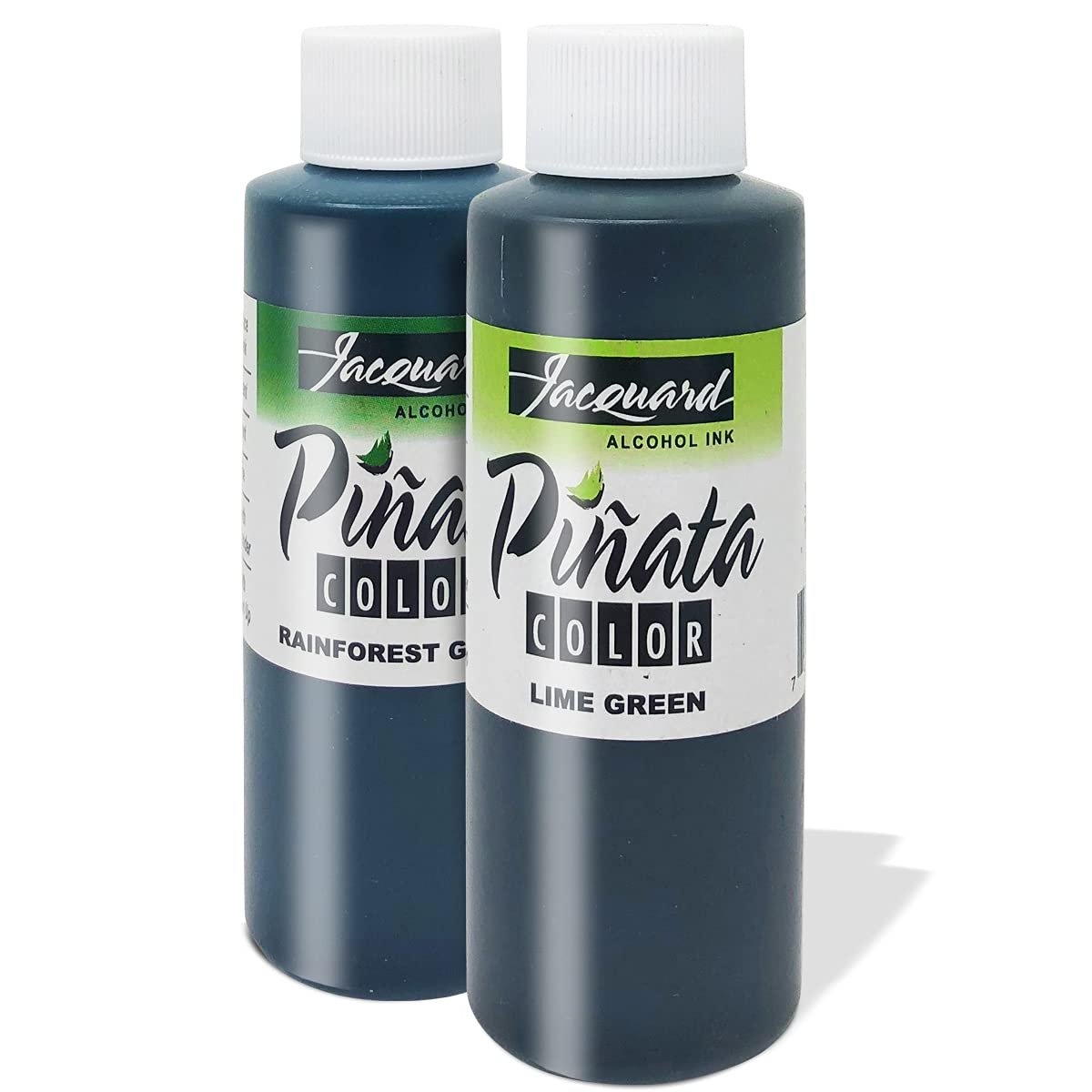 Jacquard Pinata Green Bundle - Rainforest Green and Lime Green Colors (4-Ounce Bottles), 3 Pixiss 20ml Needle Tip Applicator and Refill Bottles and 1.5 inch Funnel Bundle for Yupo and Resin