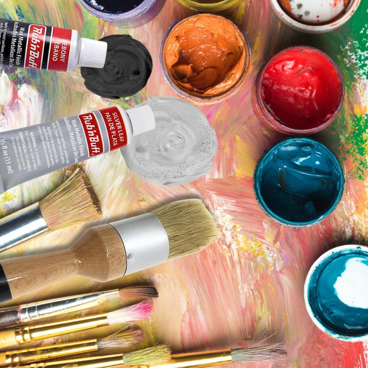 Rub n Buff Wax Metallic Autumn Gold, Rub and Buff Finish, 0.5-Fluid Ounce, Pixiss Blending and Application Tools for Applying Metallic Wax Paint