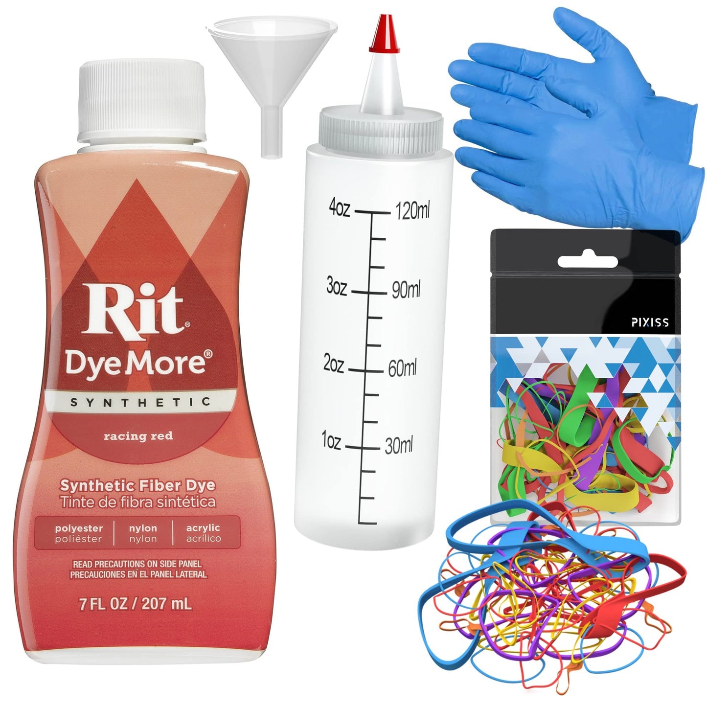 Synthetic Rit Dye More Liquid Fabric Dye - Ultimate Synthetic Rit Dye Accessories Kit - Available in Multiple Colors - 7 Ounces - Racing Red