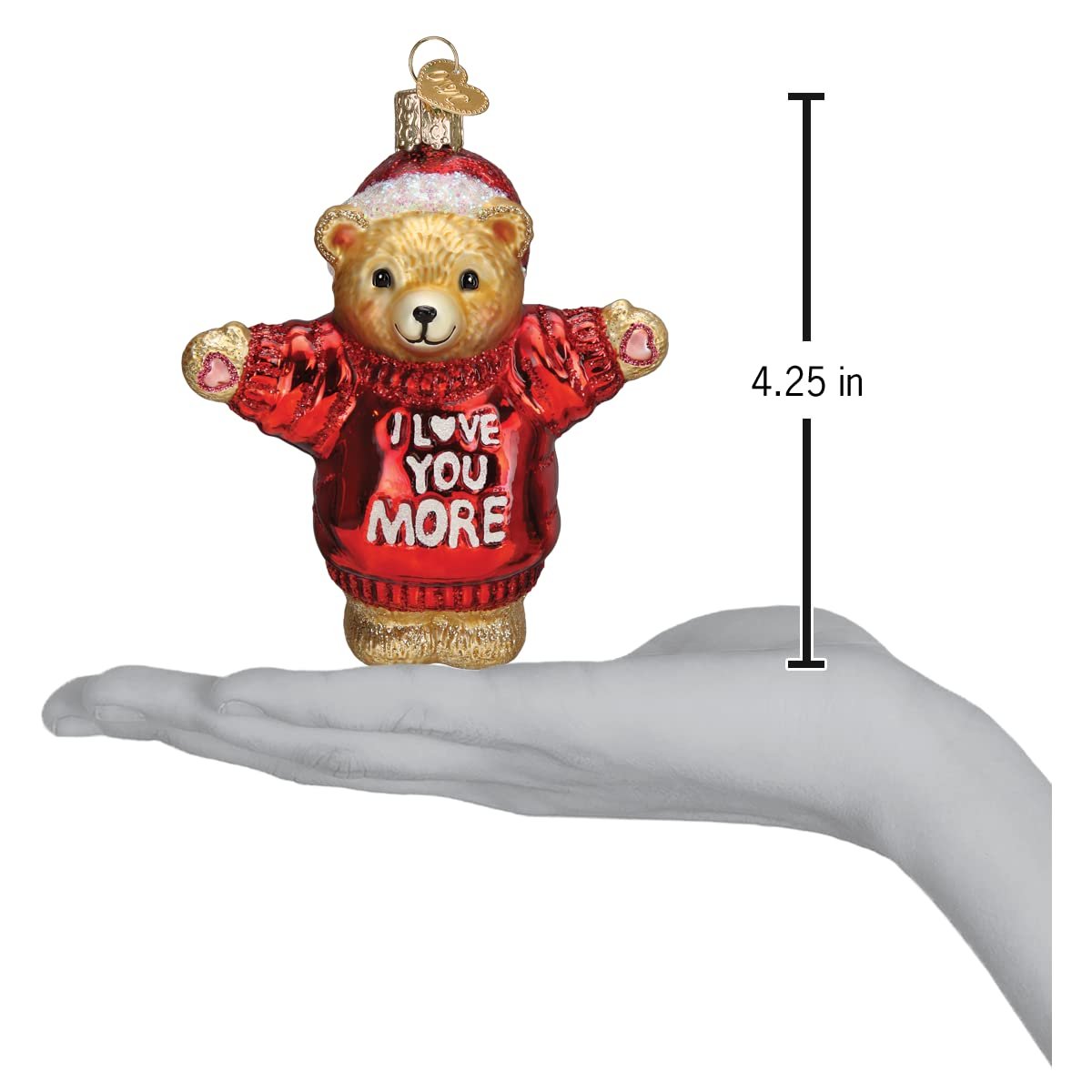 Old World Christmas I Love You More Bear Glass Blown Ornament for Christmas Tree