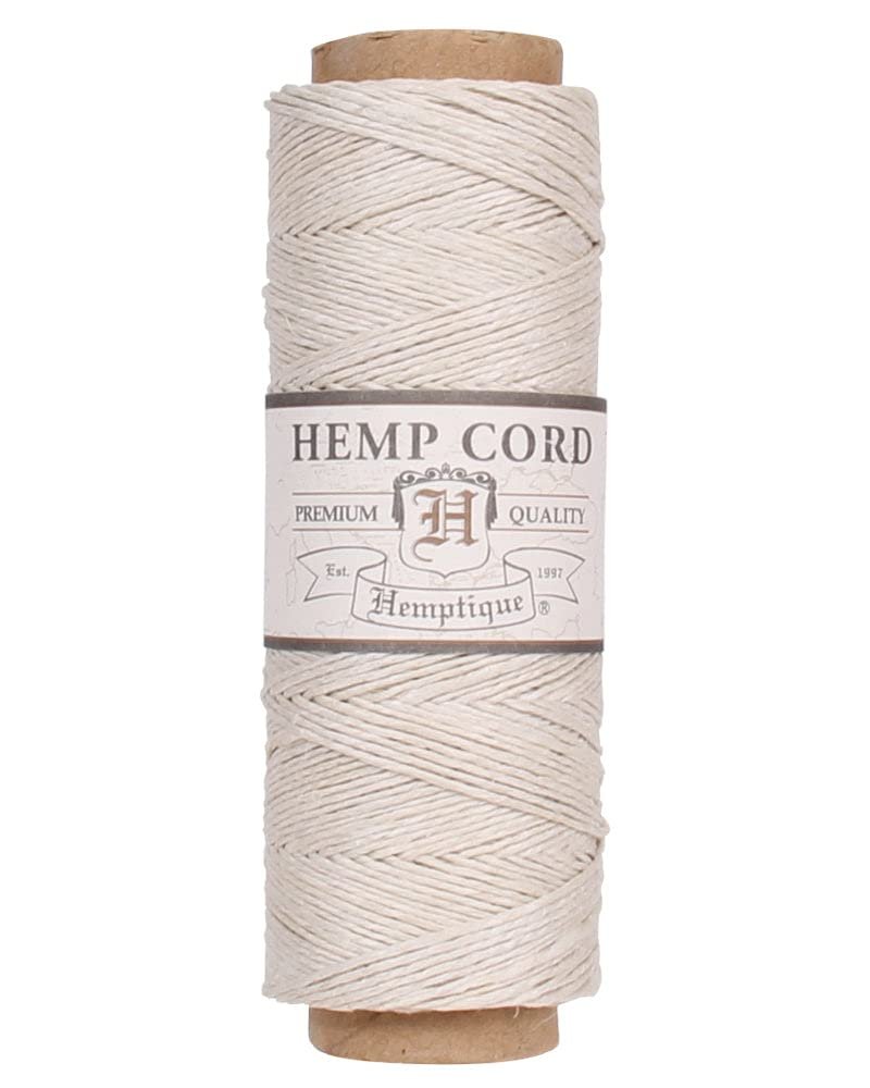 Hemptique 100% Natural Hemp Cord Single Spool - 205ft ~ 62.5m Hemp String Spool - Crafters Number 1 Choice - .5mm Cord Thread for Jewelry Making, Macramé, Scrapbooking, & More - Black