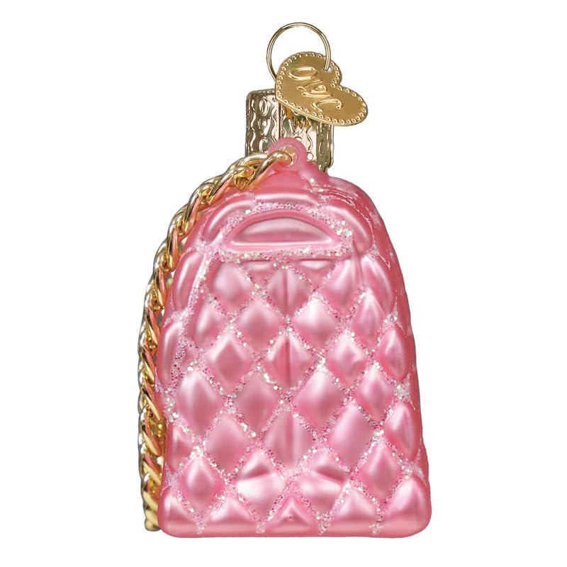 Old World Christmas Quilted Purse Glass Hanging Ornament