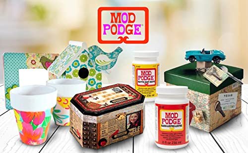 Mod Podge Bundle, 8 Ounce Gloss and Matte Medium, 3 Pixiss Foam Brushe, 4 Inch Brayer, Waterproof Sealer
