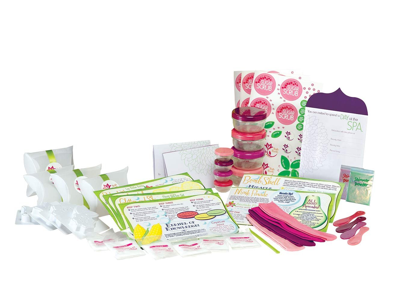 SmartLab Toys All Natural Spa Lab - 22Piece - 30 Soothing Spa Recipes - Includes 4 Bath Bomb Molds & 2 Lip Balm Pots