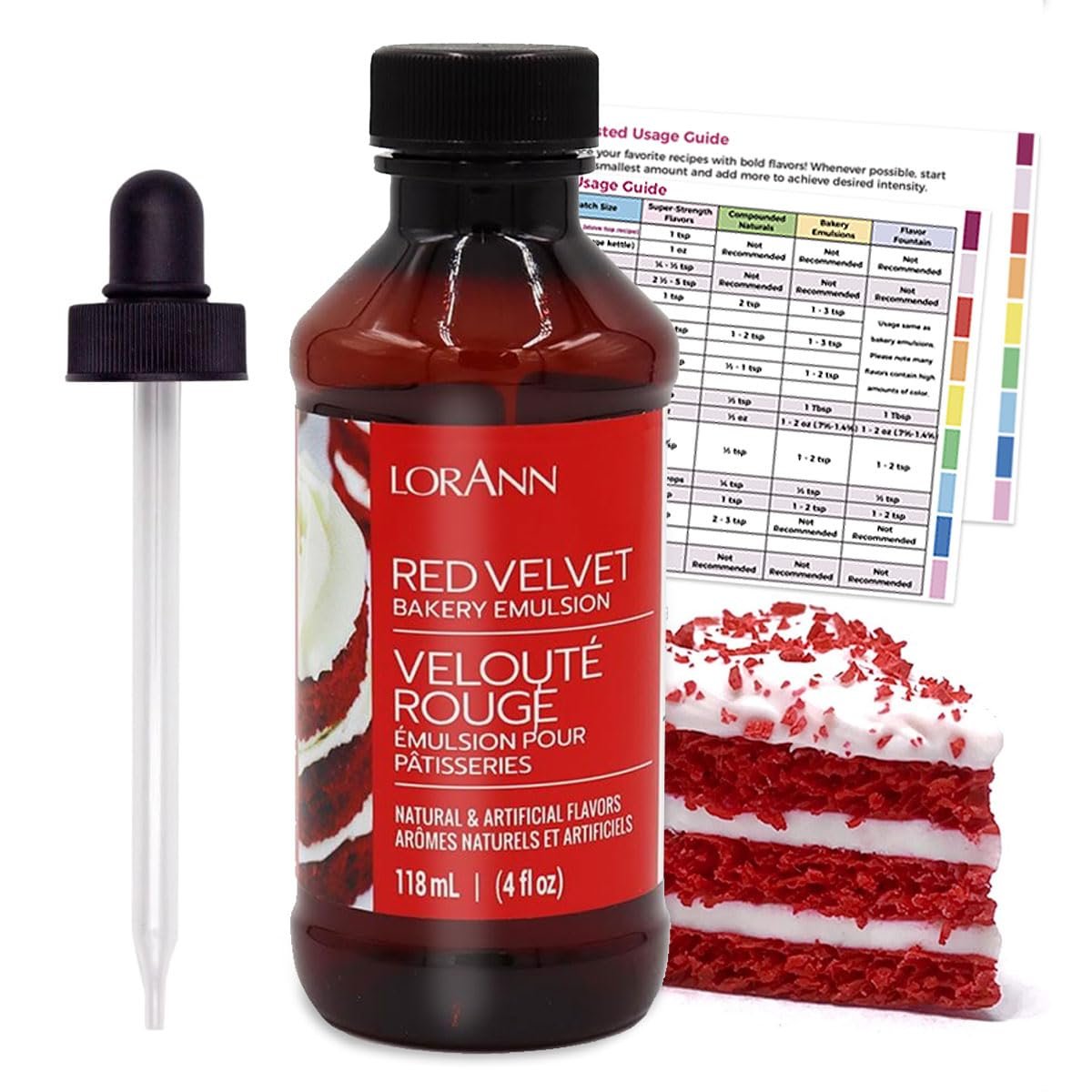 LorAnn Flavoring Extract (4 oz) Red Velvet Flavor with 4 oz Eye Dropper - Extracts and Flavorings for Baking and Lip Gloss Flavoring, Candy Making, etc
