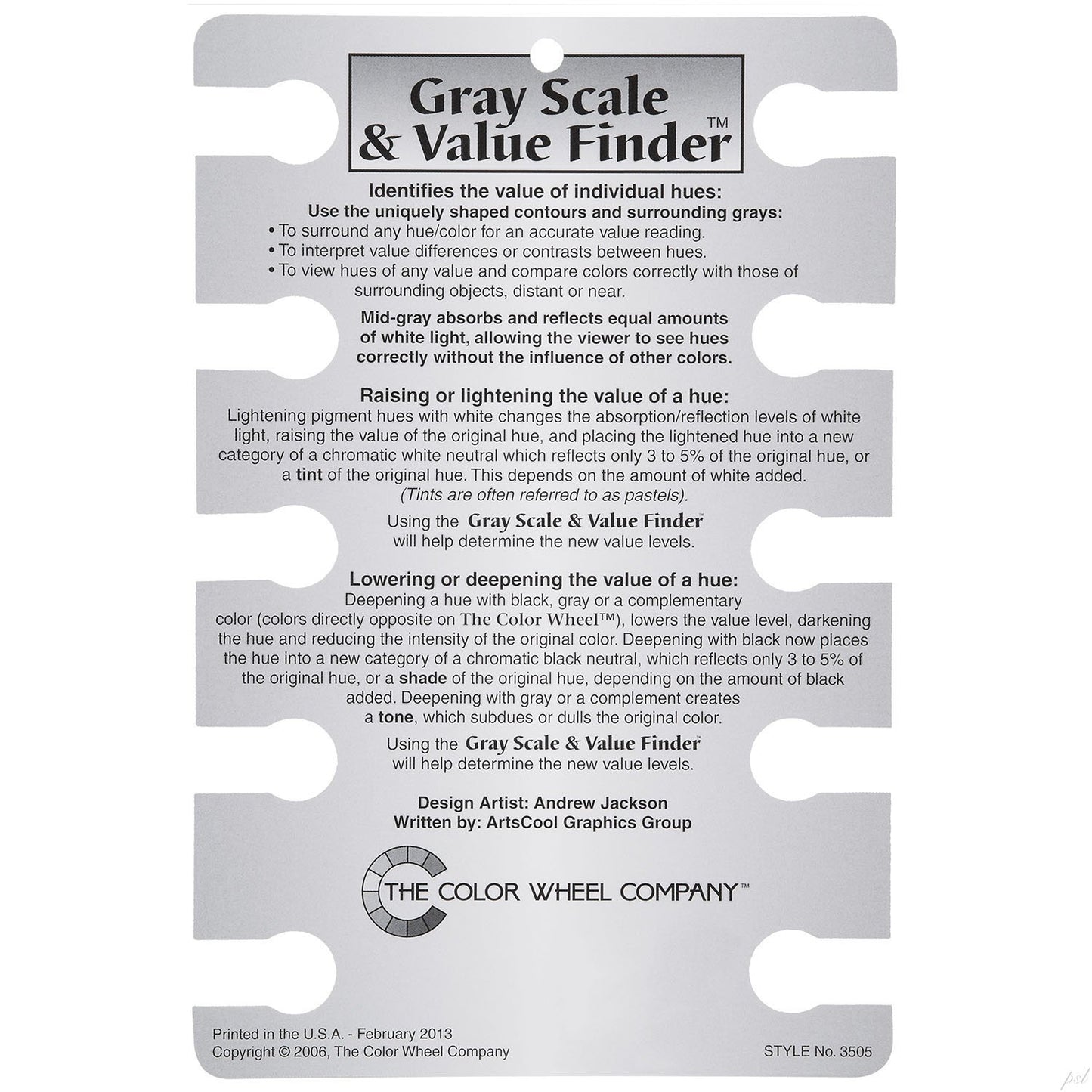 Color Wheel Pocket Guide with Gray Scale Value Finder - for both the amateur and professional artists by ASW