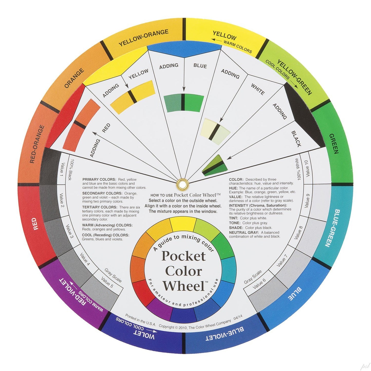 Color Wheel Pocket Guide with Gray Scale Value Finder - for both the amateur and professional artists by ASW