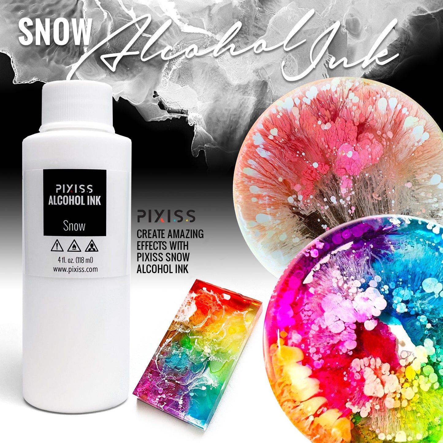 PIXISS Alcohol Ink 4 oz. - Snow (White)