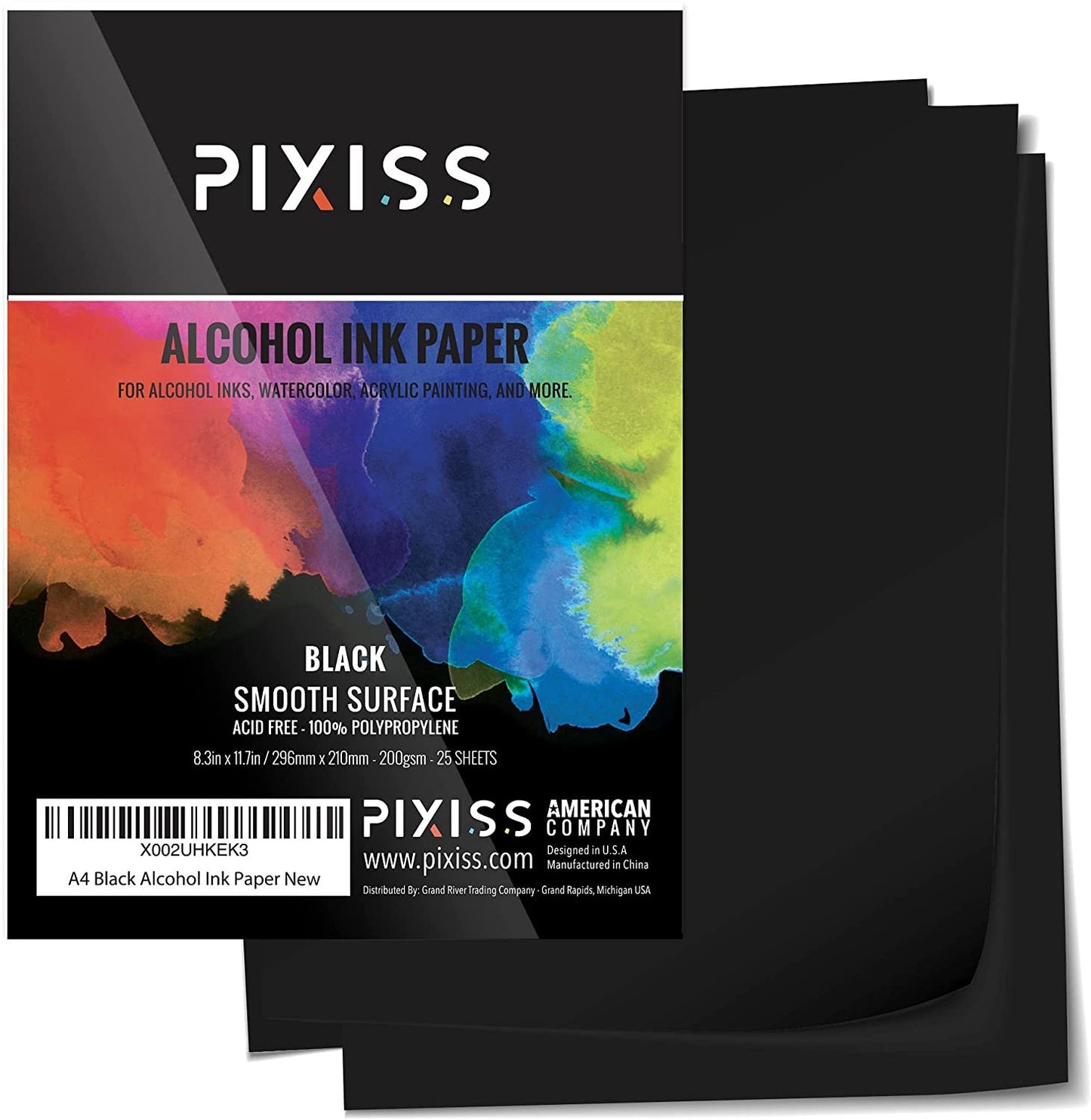 PIXISS Black Alcohol Ink Paper 25 Sheets