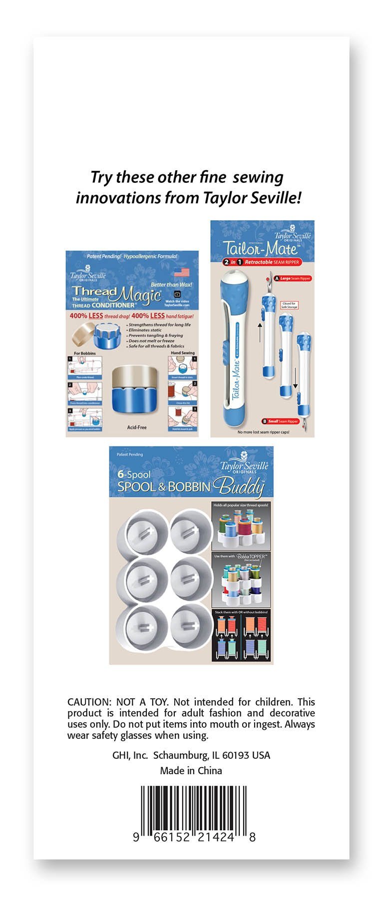 Taylor Seville Originals Bobbin Topper-Fits All Popular Sizes of Spools-Thread Lock Feature Helps Keep Thread Organized and Neat