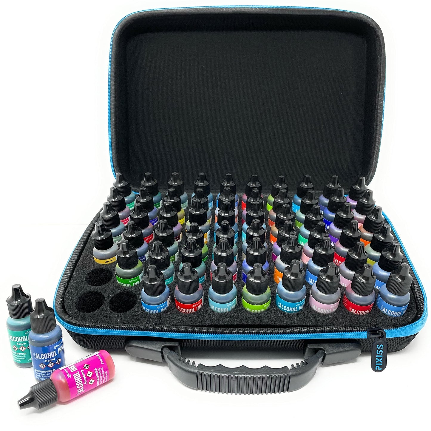 Alcohol Ink Storage Carrying Case Organizer by Pixiss, Stickles, Glossy Accents or Reinkers, Travel Case (Ink not Included)