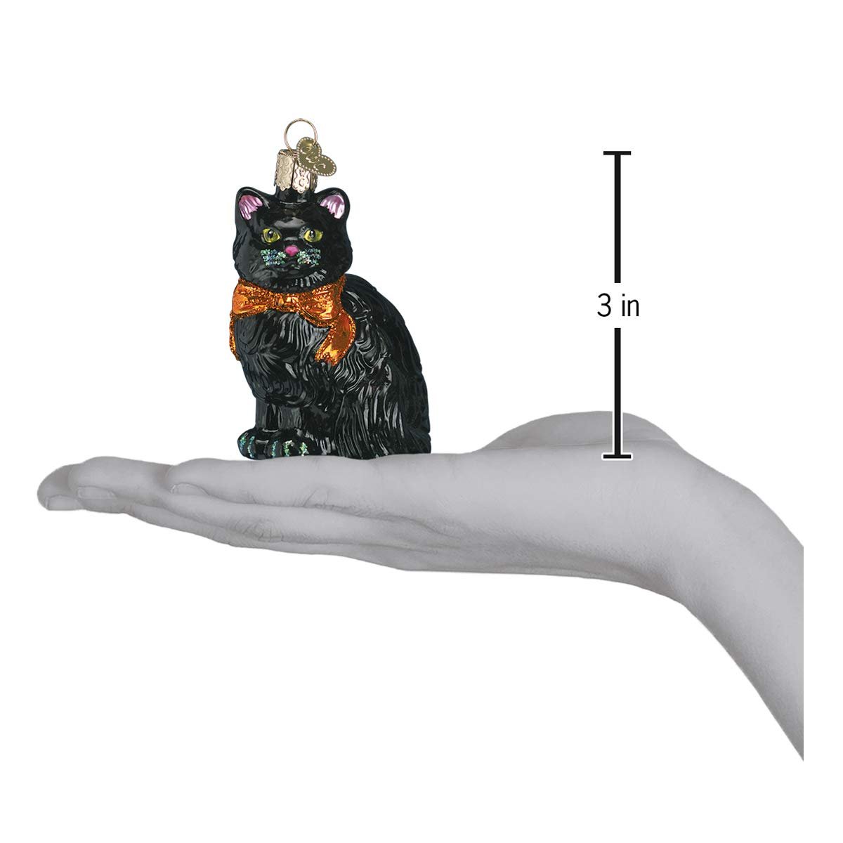 Old World Christmas Halloween Kitty Glass Blown Ornament for Christmas Tree