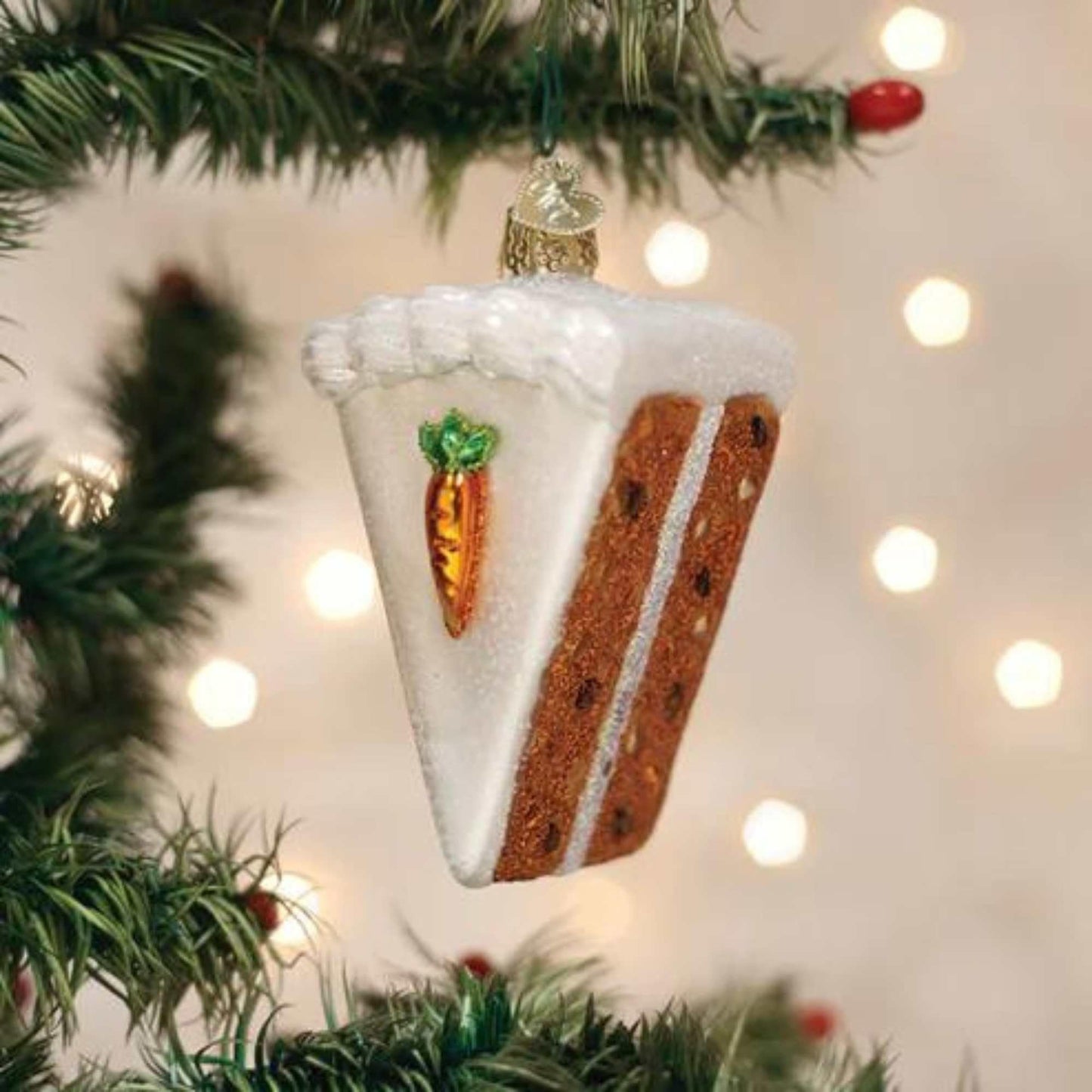 Old World Christmas Carrot Cake Glass Hanging Ornament