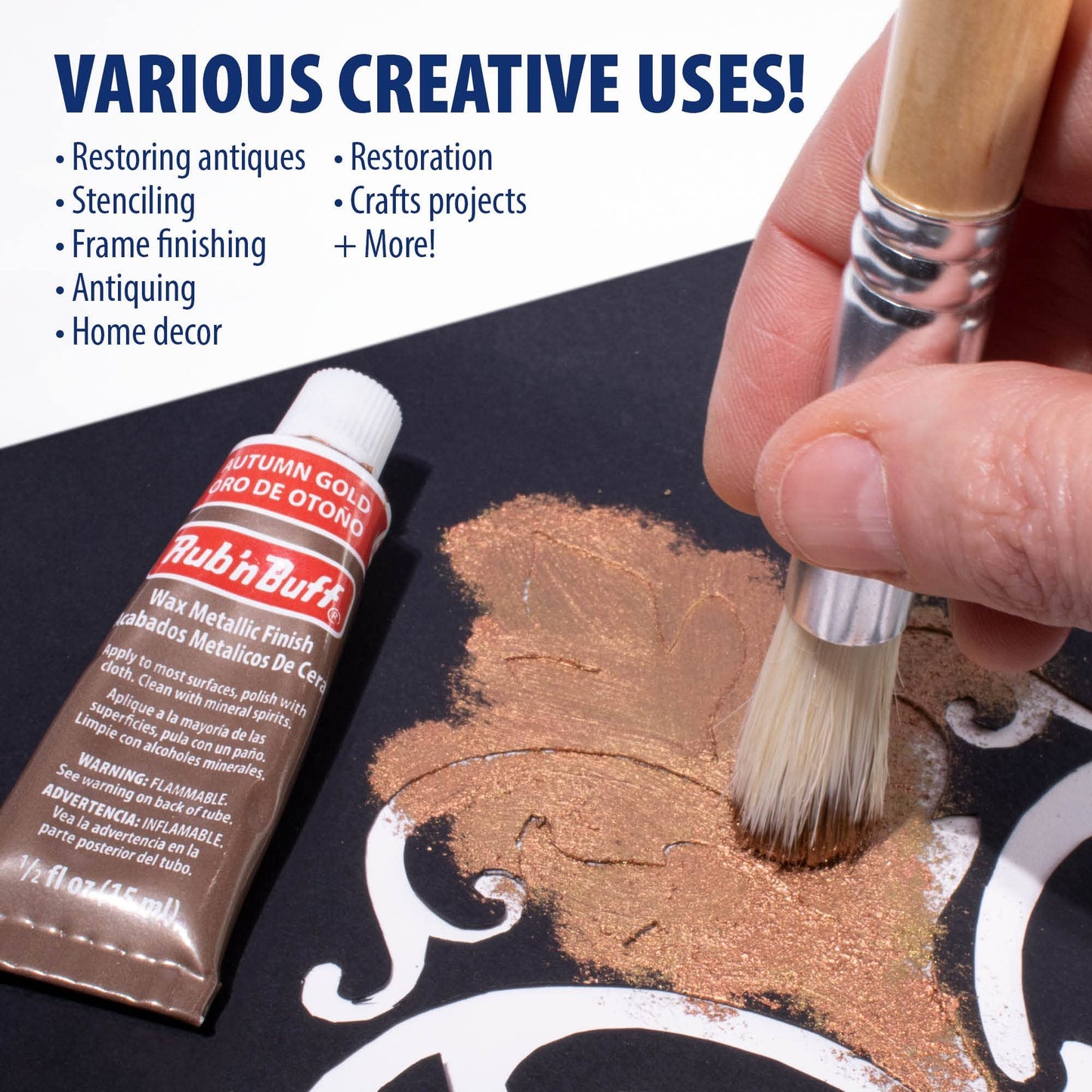 AMACO Rub 'n Buff Wax Metallic Finish, Autumn Gold, 0.5-Fluid Ounce (76372M)