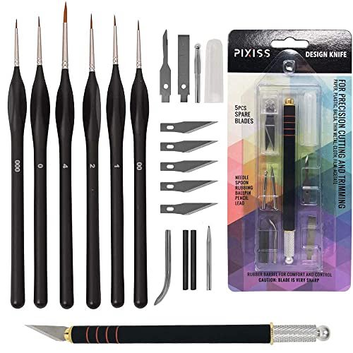 Testors Model Paint Enamel Paint Set 9146XT, Testors Cement Plastic Model Glue Adhesive, 6 Fine Detail Miniatures Paint Brushes, Precision Crafting Knife with Extra Blades and Tips
