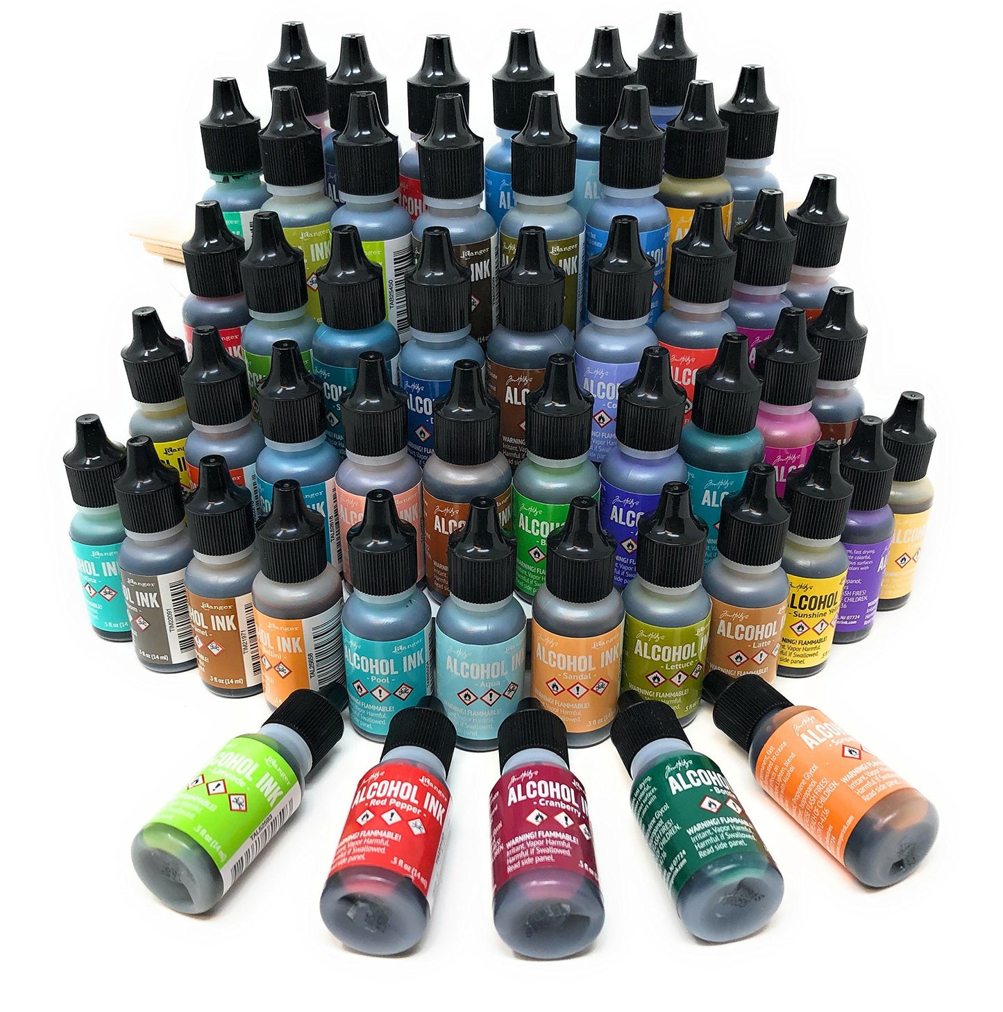 Ranger Alcohol Inks 50 Pack, .05oz. - Pixiss Blending Tools, (Assorted Colors No Duplicates)