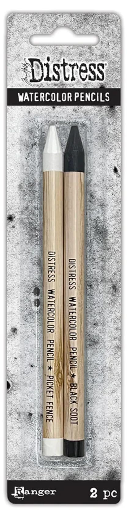 Bundle - Tim Holtz Distress Watercolor Pencils Sets 4, 5, 6 And 2 Pack Picket Fence and Black Soot