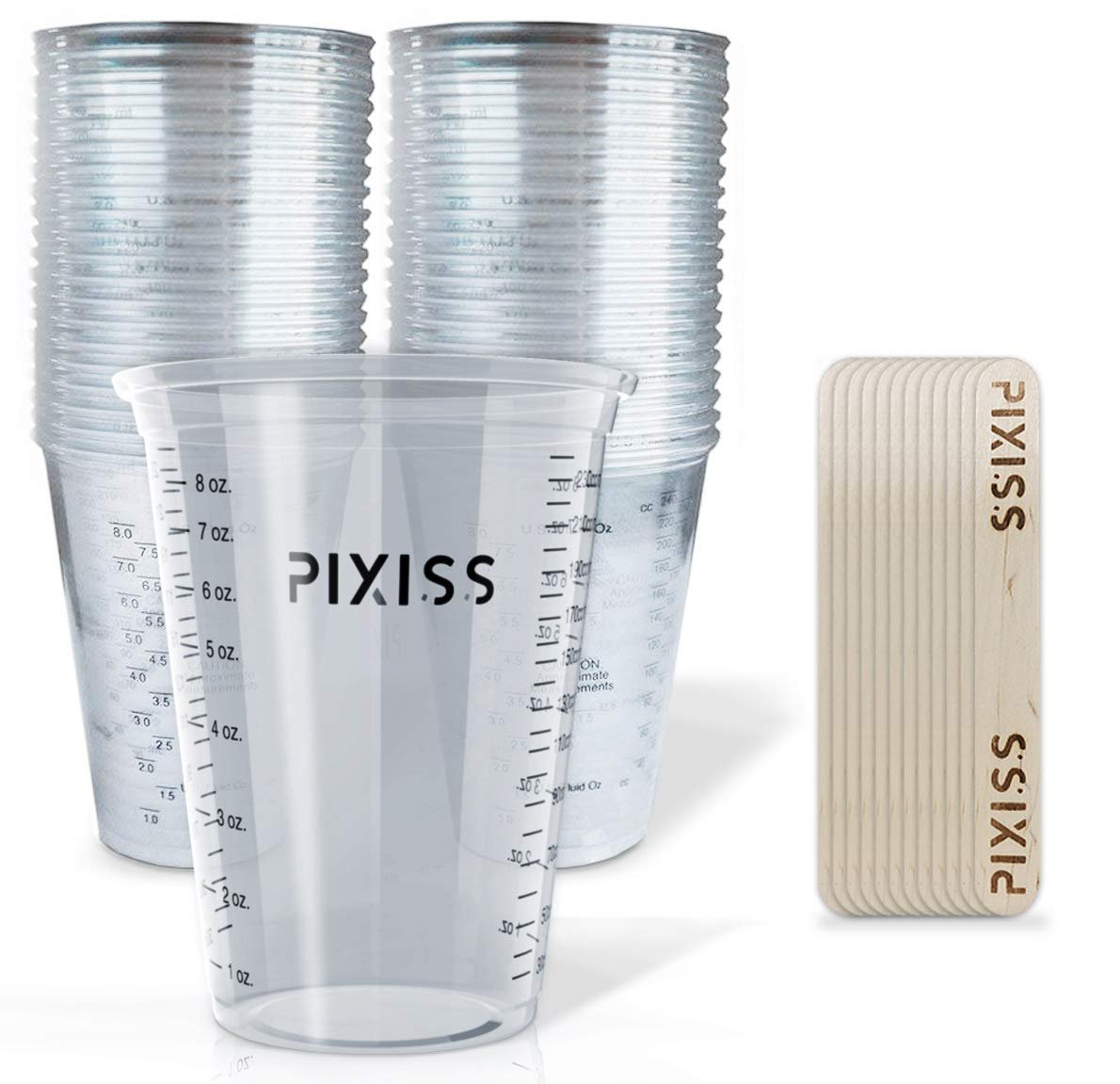 Amazing Clear Cast Resin Epoxy by Alumilite (16-Ounce), 20x Disposable Plastic Resin Mixing Cups, Pixiss Mixing Sticks Bundle