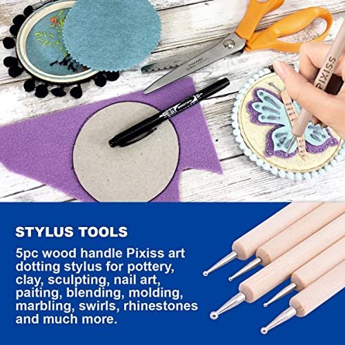 Bundle - E6000 3.7 Ounce (109.4mL) Tube Industrial Strength Adhesive for Crafting, 4 Snip Tip Applicator Tips and Pixiss Art Dotting Stylus Pens 5 pcs Set