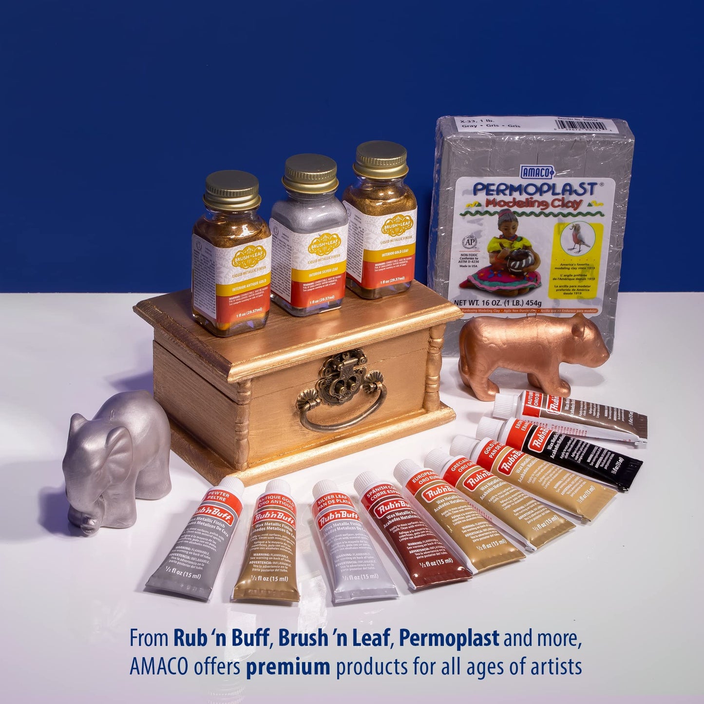 AMACO Rub 'n Buff Wax Metallic Finish, Autumn Gold, 0.5-Fluid Ounce (76372M)
