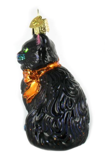 Old World Christmas Halloween Kitty Glass Blown Ornament for Christmas Tree
