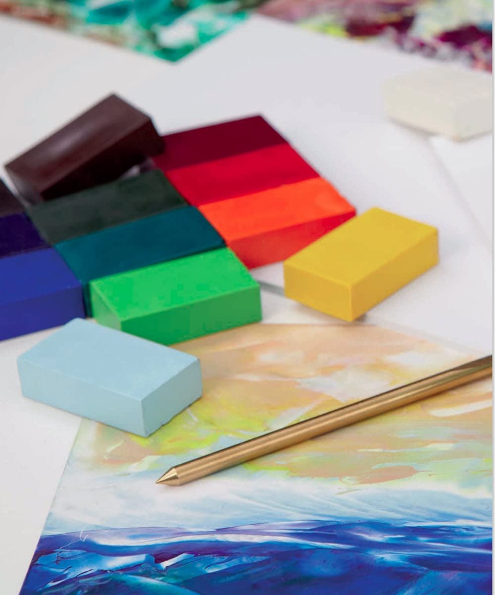 Encaustic Art The Original - BASIC SELECTION Set of 16 -Encaustic Wax Block Colors Set -Non-Toxic, Beeswax For Encaustic Art Supplies -Handcrafted in Germany