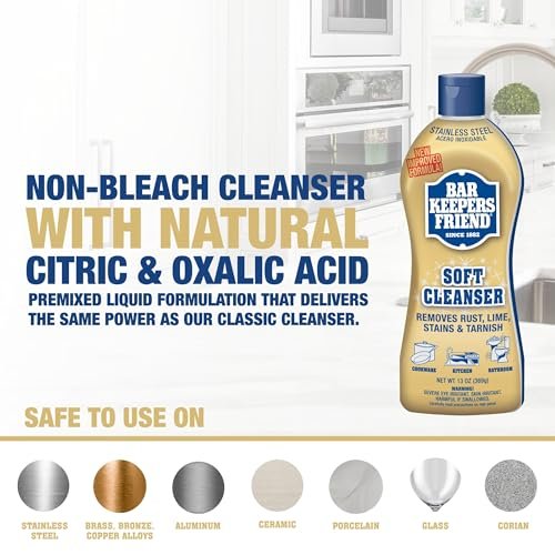 Bar Keepers Friend Soft Cleanser Liquid (2 x 13 Ounce) Multipurpose Cleaner & Rust Stain Remover for Stainless Steel, Porcelain, Ceramic Tile & More
