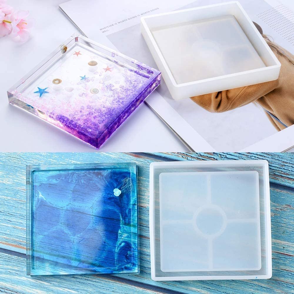 PIXISS Hexagon, Square Epoxy Silicone Molds 8 Pack