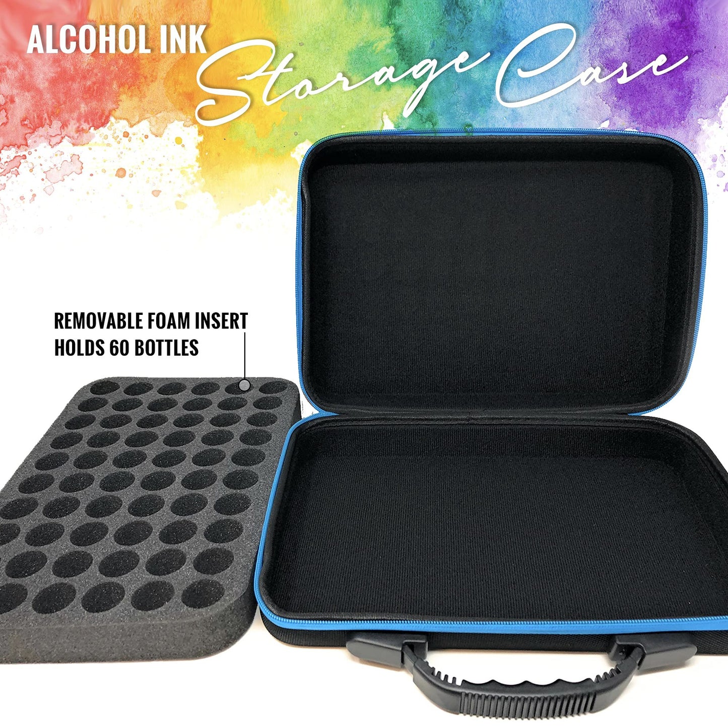 Alcohol Ink Storage Carrying Case Organizer by Pixiss, Stickles, Glossy Accents or Reinkers, Travel Case (Ink not Included)