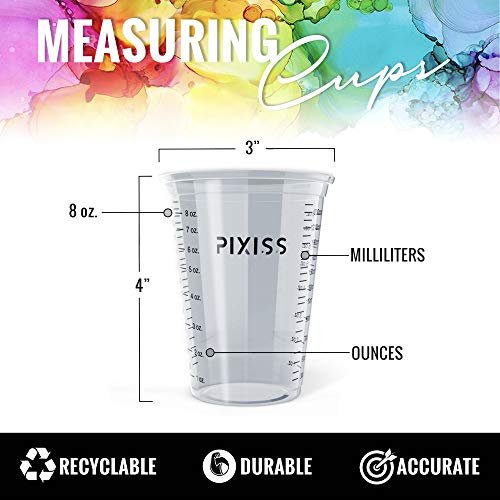 Floetrol Pouring Medium for Acrylic Paint Quart | Flood Flotrol Additive | 20x 10-Ounce Disposable Mixing Cups for Paint, Stain, Epoxy, Resin | 20x Pixiss Wood Mixing Sticks