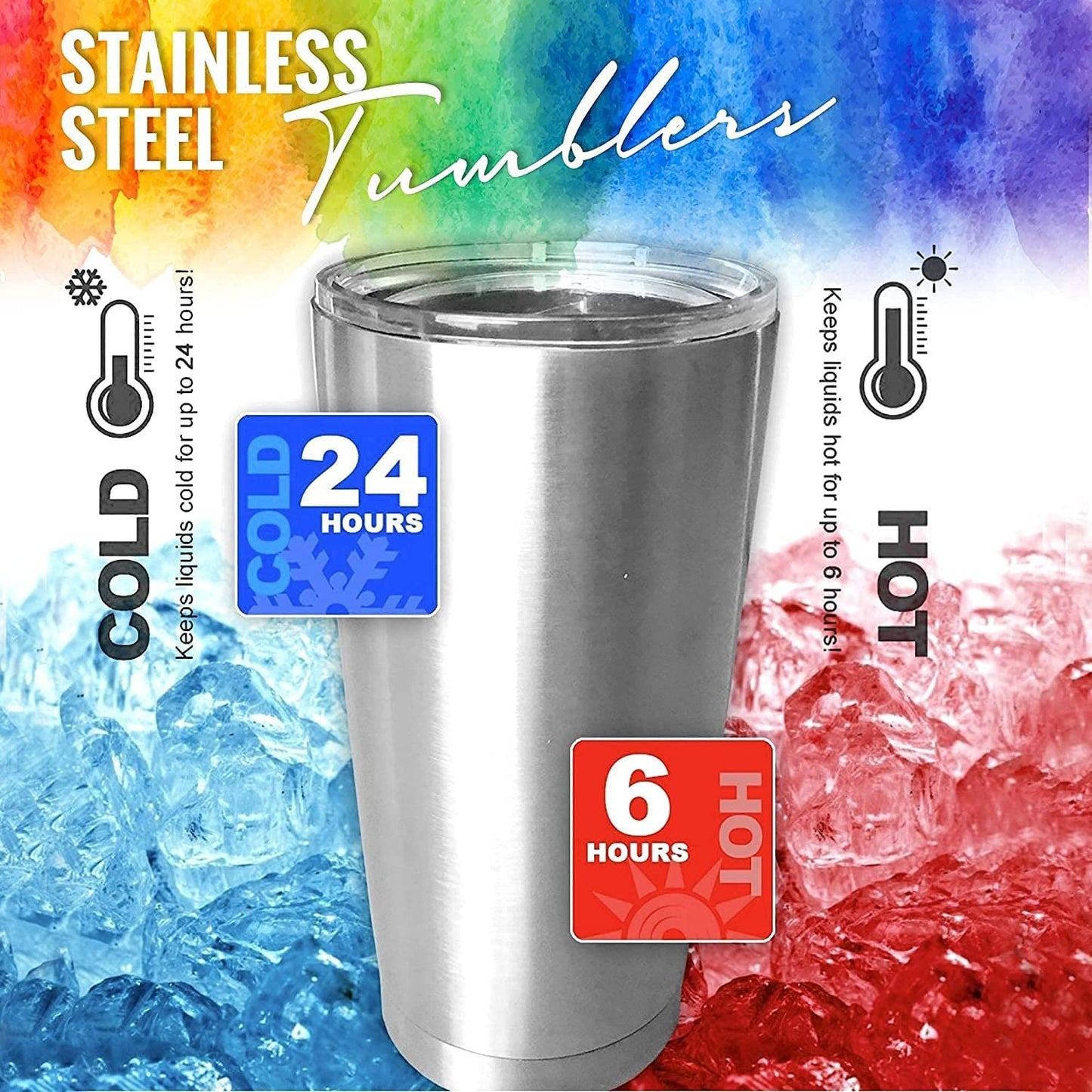 Pixiss Double Wall Tumbler Cups Bulk (25 pack) - 20 oz Stainless Steel Hot and Cold Tumblers - 25 Reusable Cups With Lids for Stainless Steel Tumbler Cups, Tumbler Painting, Glitter, Vinyl and More