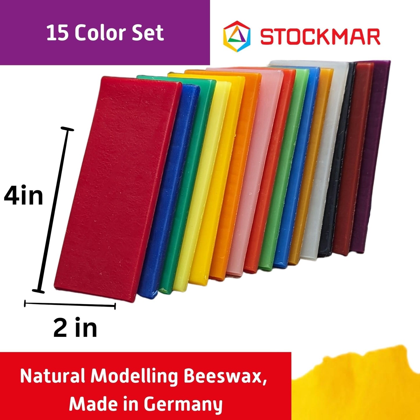 Stockmar Natural Modelling Beeswax -15 Color Beeswax Sheets Set - for Kids,Toddlers, Artists, Waldorf Organic Art Supplies, Non Toxic Beeswax, Non Drying Beeswax Modeling Wax for Homeschoolers
