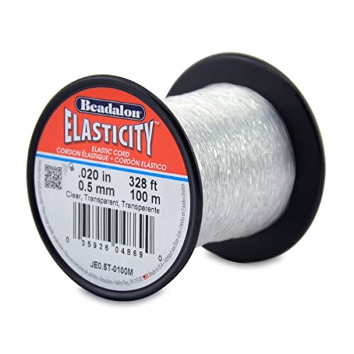 Beadalon Elasticity Stretch Cord, 0.5 mm / .020 in, Satin Silver, 5 m / 16.4 ft