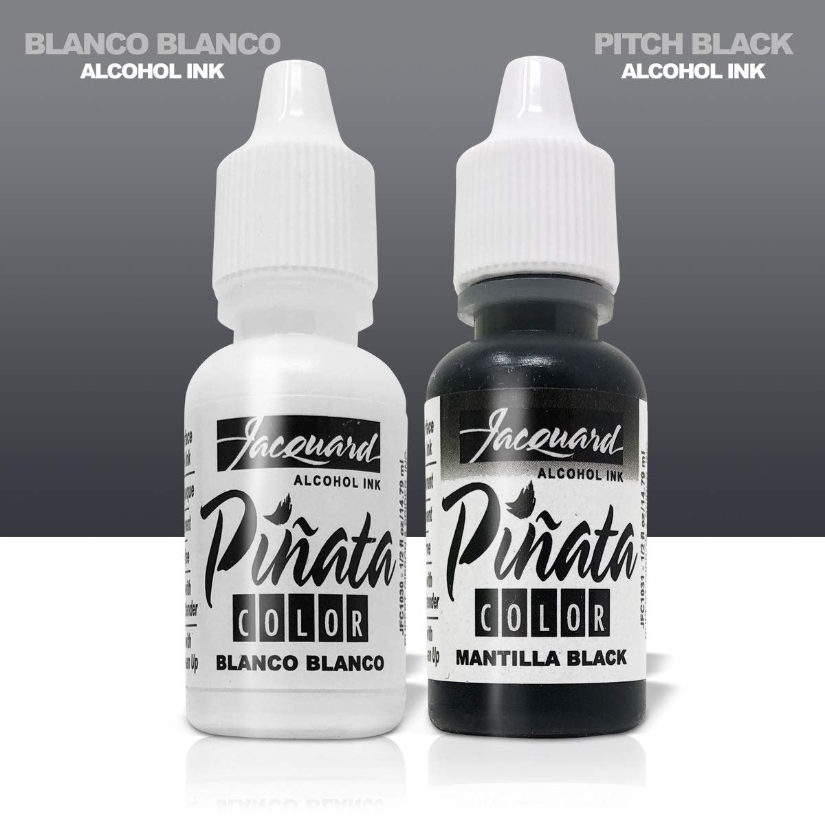 Jacquard Pinata Alcohol Inks Black and White Bundle, Blanco and Mantilla Black and 10x Pixiss Ink Blending Tools