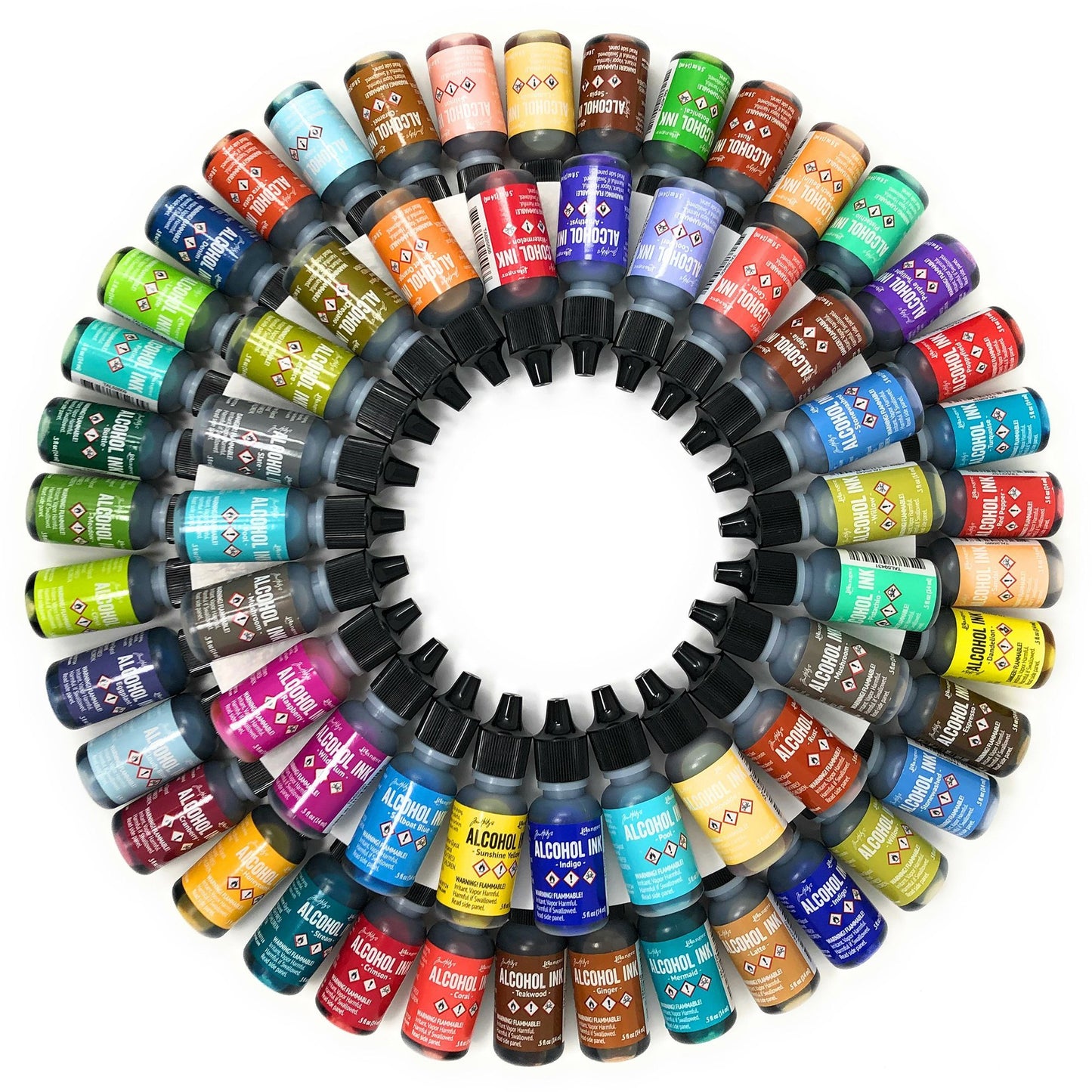30x Tim Holtz Alcohol Ink .5oz Bottles (Assorted Colors), Pixiss Alcohol Ink Storage Carrying Case Organizer, Stores 30x 0.5-Ounce Bottles of Alcohol Ink, Stickles, Glossy Accents or Reinkers, Travel