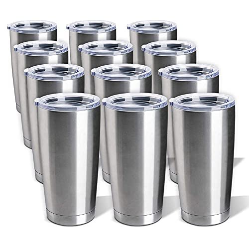 Pixiss Double Wall Tumbler Cups Bulk (25 pack) - 20 oz Stainless Steel Hot and Cold Tumblers - 25 Reusable Cups With Lids for Stainless Steel Tumbler Cups, Tumbler Painting, Glitter, Vinyl and More