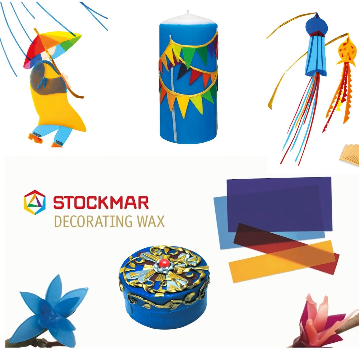Stockmar Decorating Natural Beeswax Sheets - 18 Large Assorted Color Beeswax Sheets, Walford Art Supplies