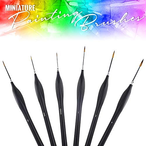 Small Paint Miniature Brushes Fine Tip 6pc 000 Paintbrushes Set for Model Craft Warhammer Airplane Kits Micro Detail Hobby Painting with Recision Crafting Knife with Extra Blades and Tips