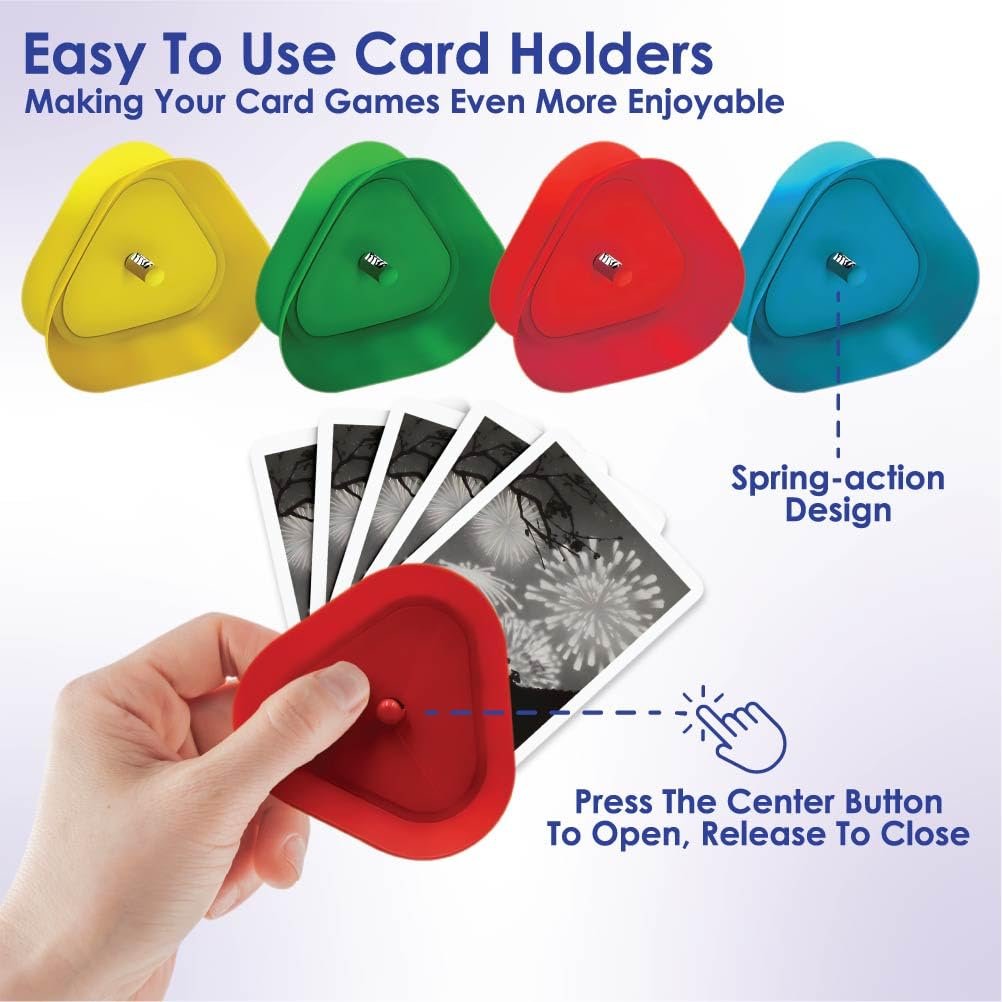 Hanabi Card Game with Black Powder Expansion and Playing Cards Holder (4pk) for Kids, Adults, Seniors - Hanabi and Expansion with Card Game Holder for Cooperative Games and Strategy Card Games
