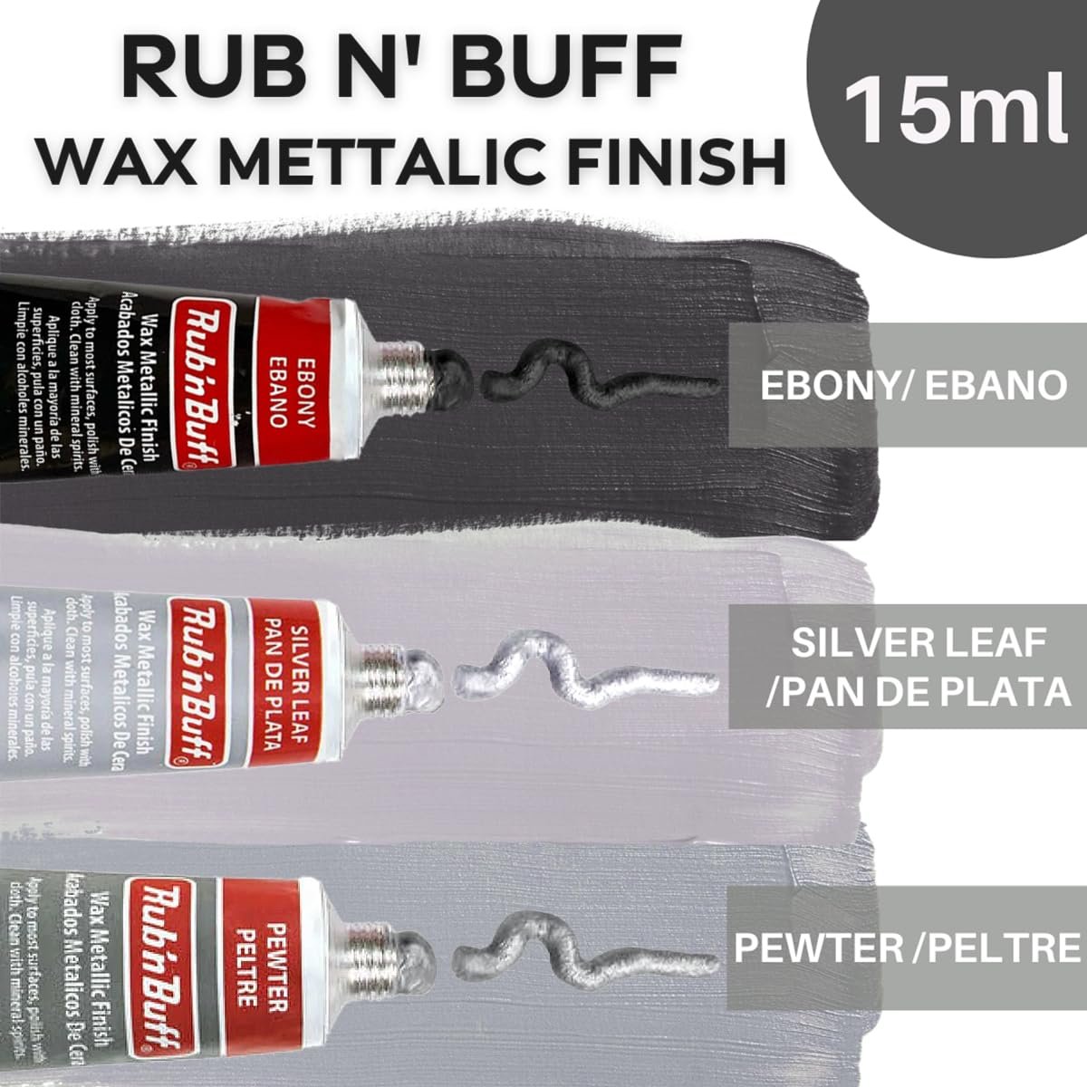 Rub n Buff Wax Metallic Autumn Gold, Rub and Buff Finish, 0.5-Fluid Ounce, Pixiss Blending and Application Tools for Applying Metallic Wax Paint