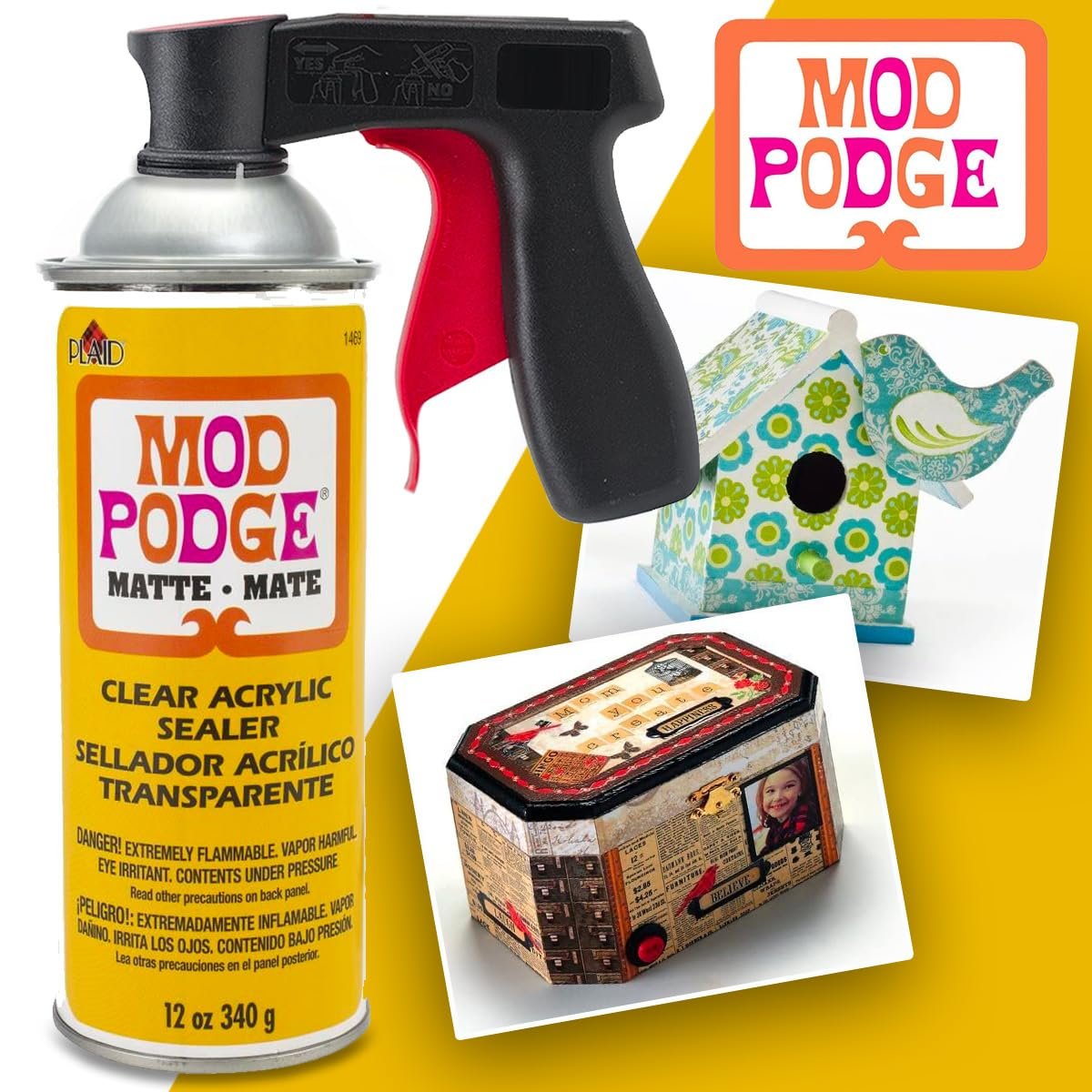 Spray Acrylic Sealer Mod Podge Matte and Gloss 2-Pack, Clear Coating Matte Paint Sealer Spray, 2X Spray Can Sprayer Handle