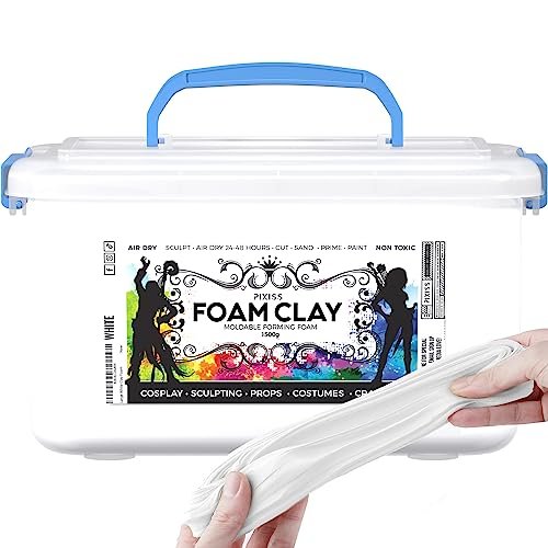 Pixiss Air Dry Moldable Foam Clay for Cosplay, 300gm. (Black or White)